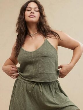 Aerie Summer House Crochet Back Cropped Tank Top